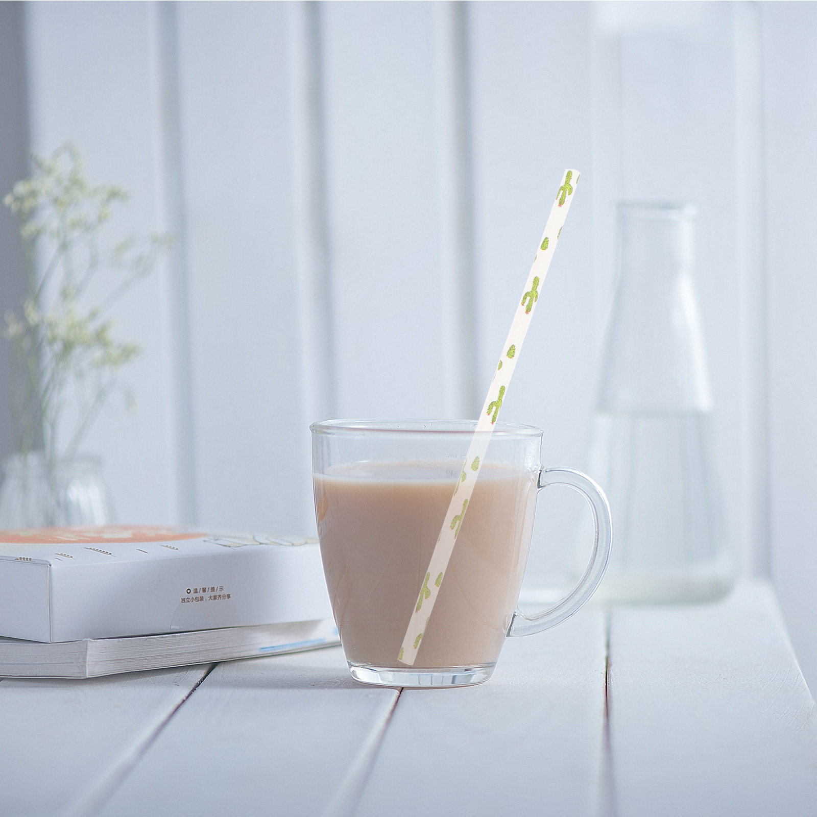 Paper Straw Color - 100 Stück umweltfreundliche Papierstrohhalme, bunte, lustige