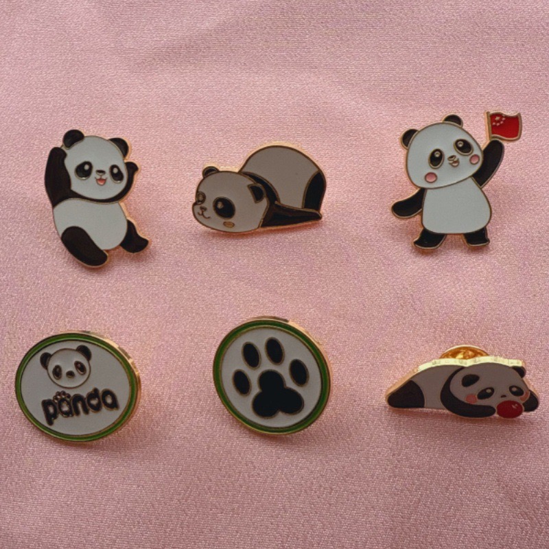 Event Supplies - 6 Stück Cartoon China Panda Abzeichen