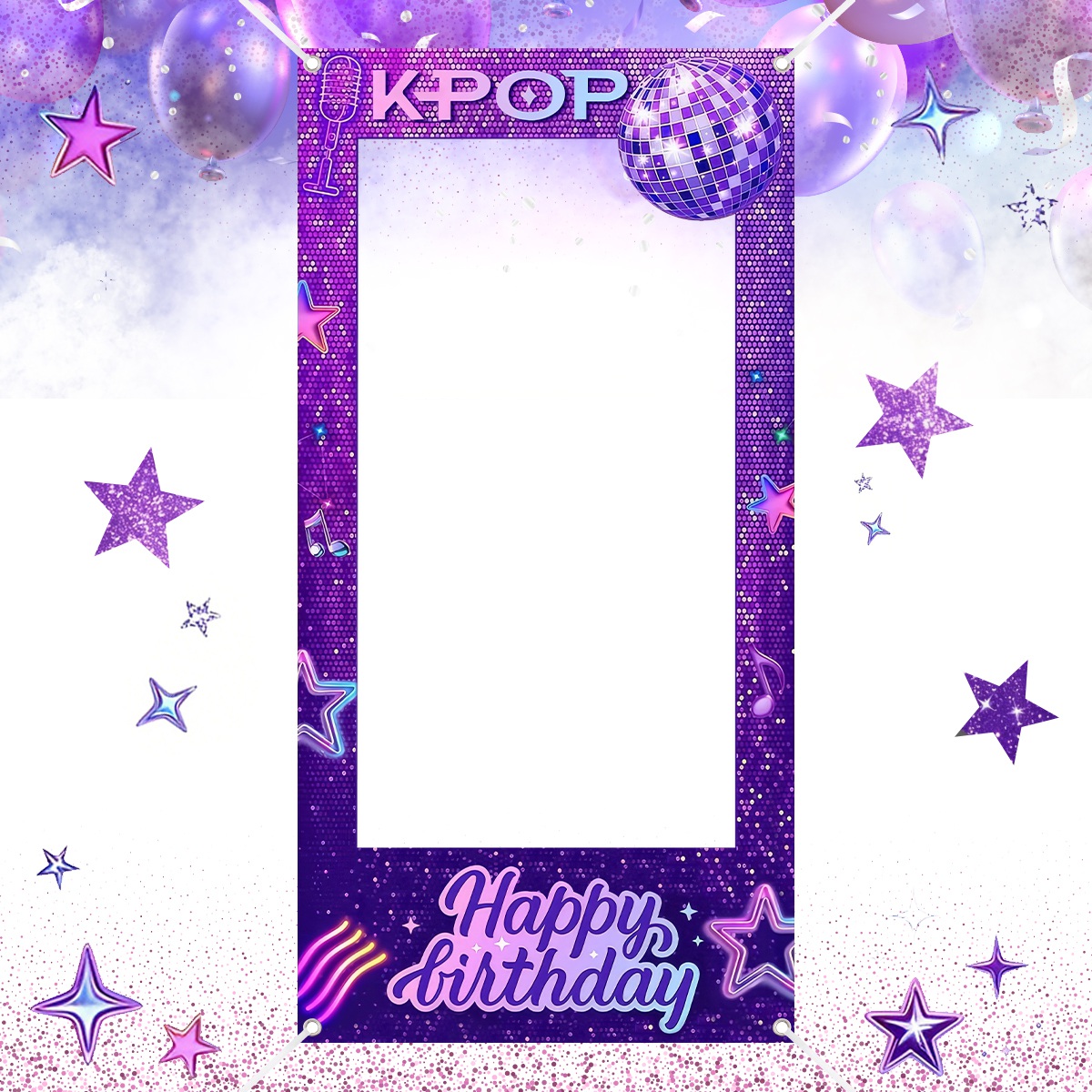 Photo Booth Frame - 1 Stück Lila K-POP Fotorahmen-Hintergrund mit