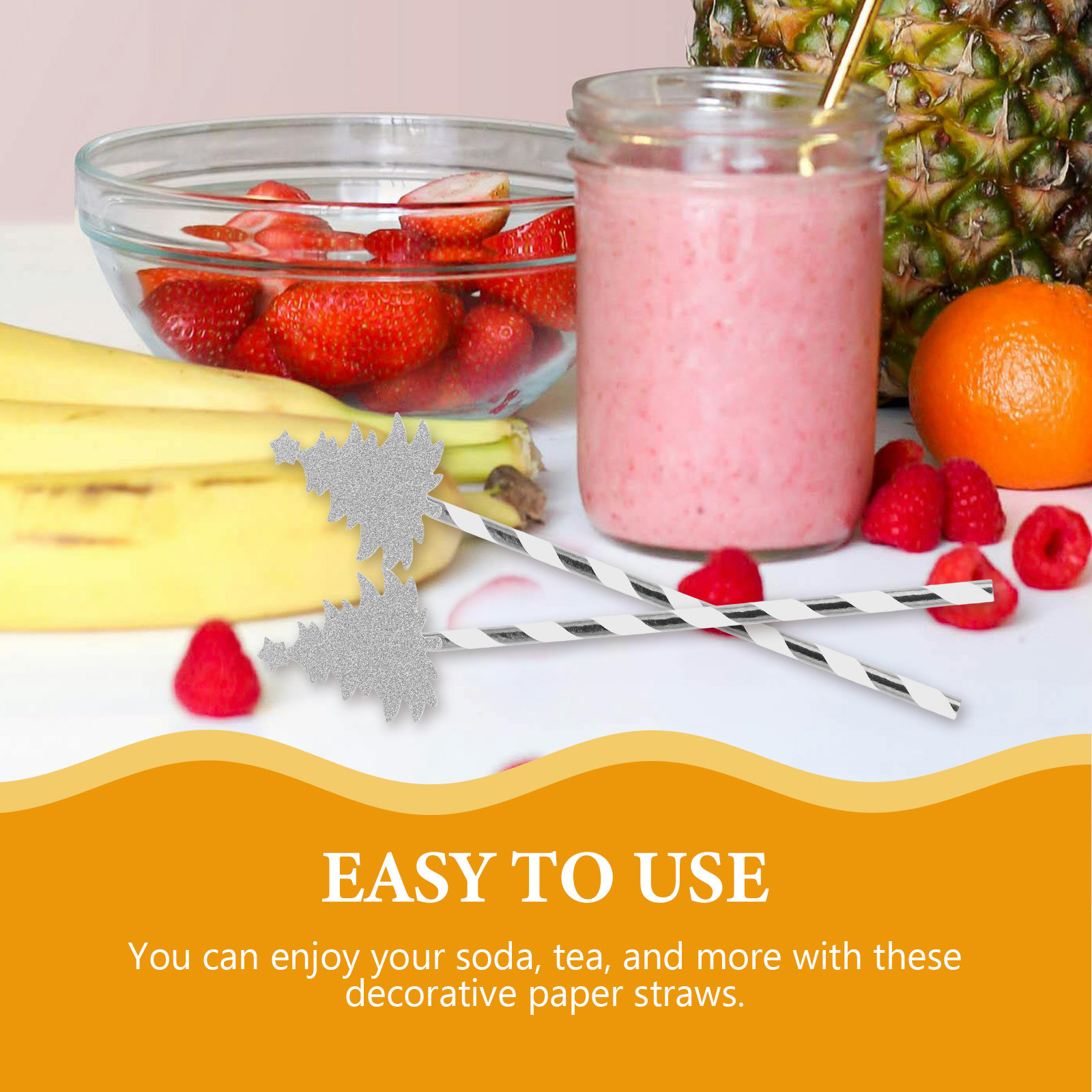 Paper Straw Color - 25 Stück Weihnachtsbaum Einweg-Papierstrohhalme Gestreift Bunte