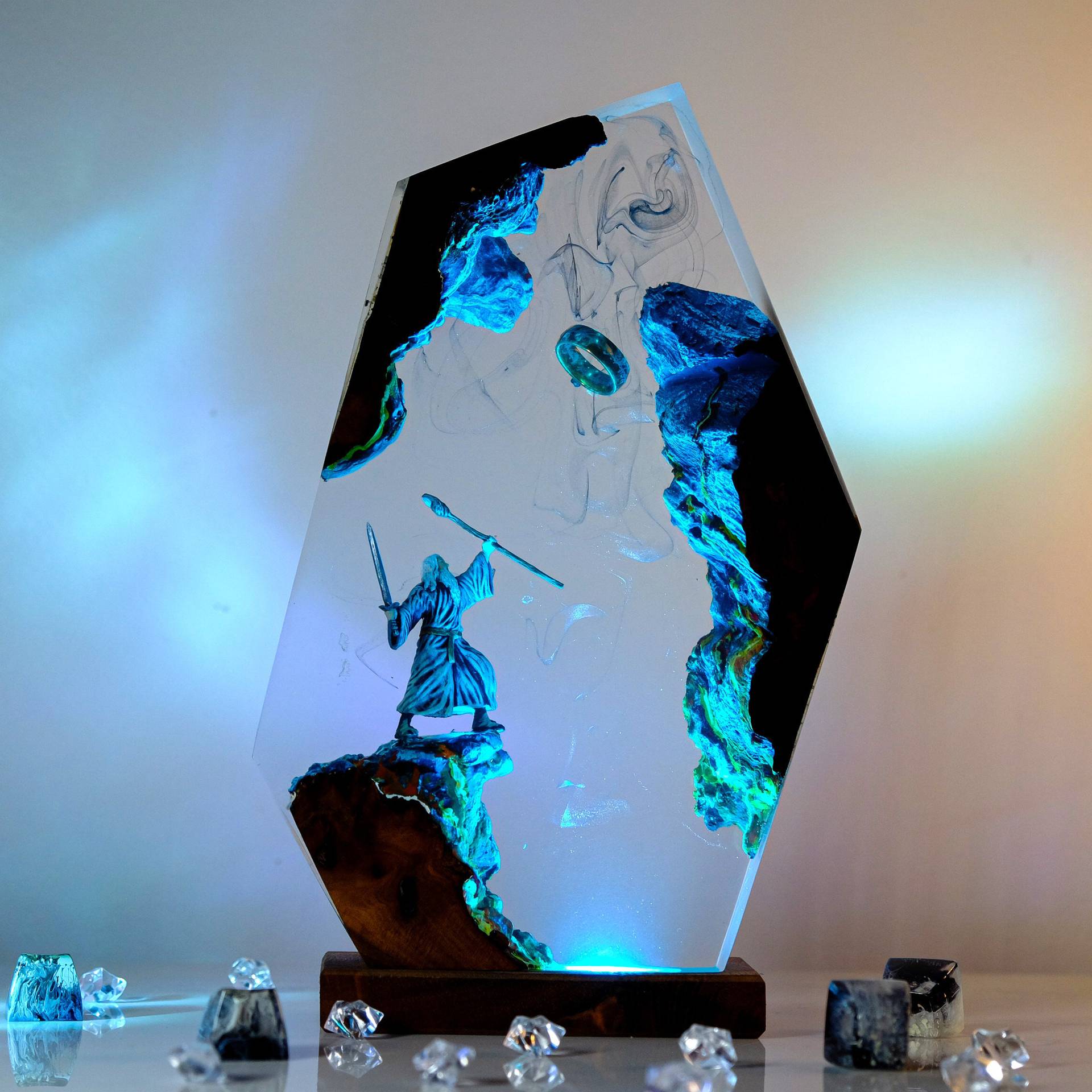 Neon Sign Party - Film-Szenen-Figur Tischlampe aus Harz, Magischer Ring,