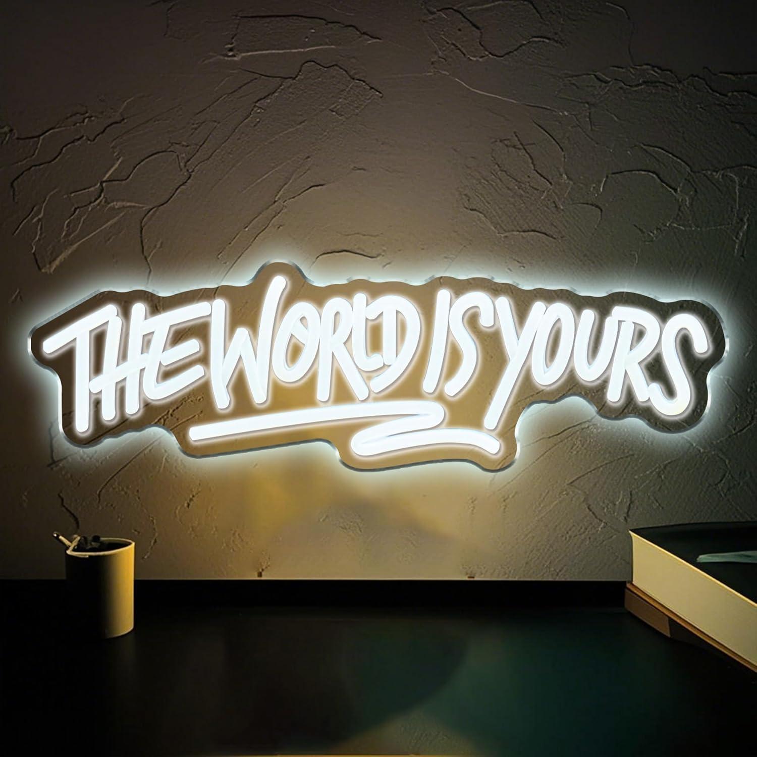 Neon Sign Party - „The World is Yours“ Neonschild, USB-betrieben,