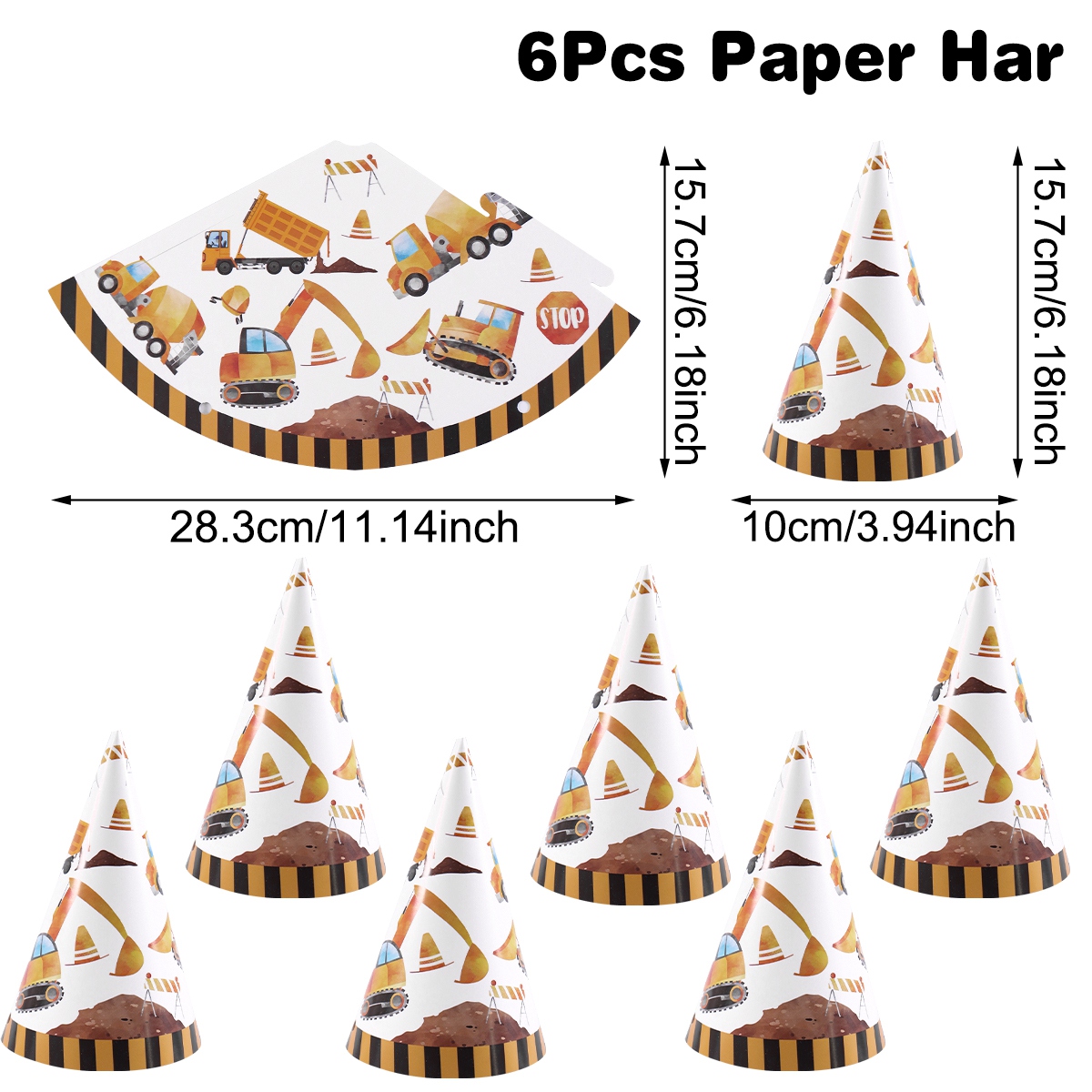 6 Stück Baufahrzeug-Geburtstag – Party Hat Cone Bewertung und Preis