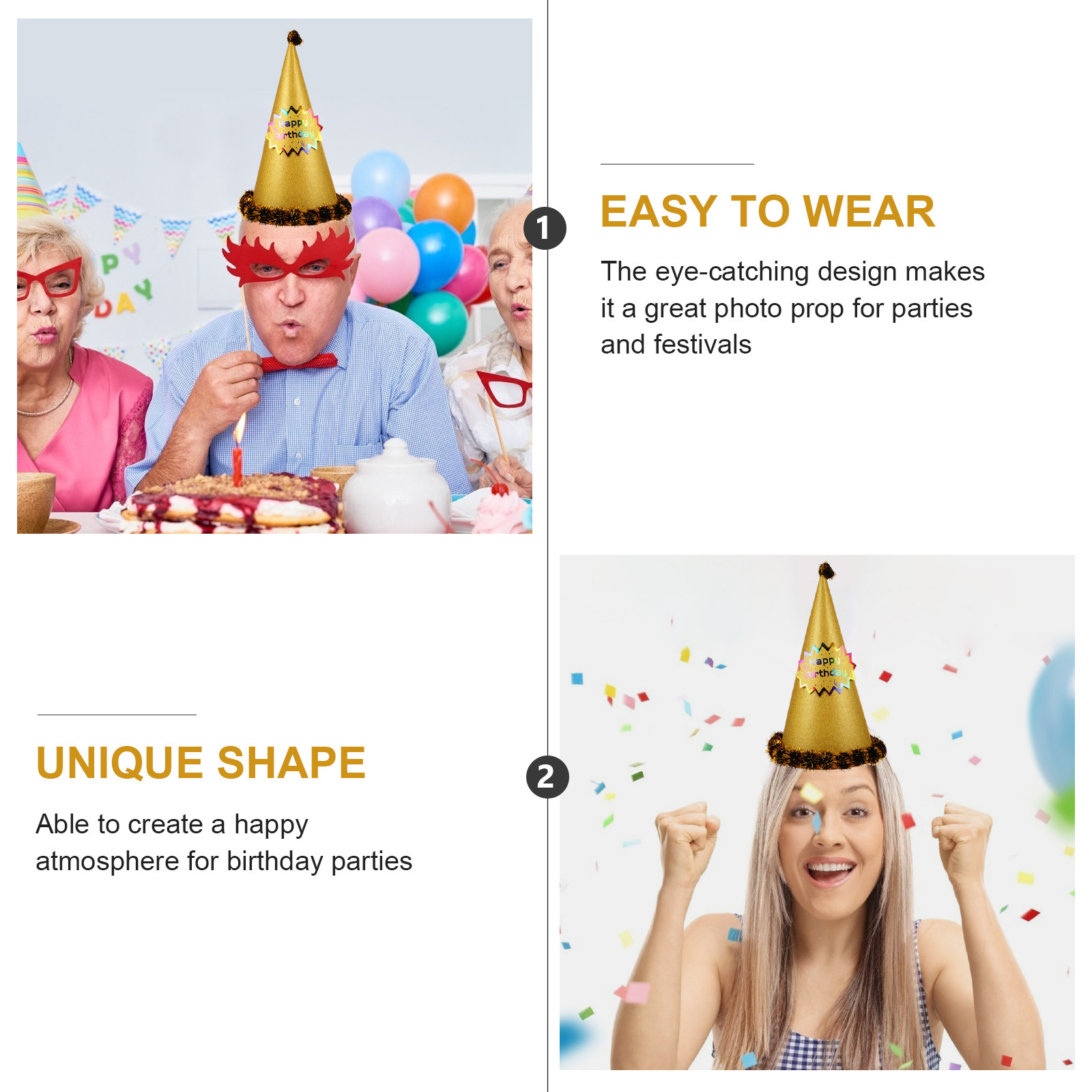 Goldener, kegelförmiger Partyh – Party Hat Cone Bewertung und Preis